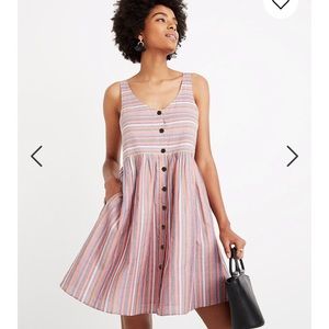 Madewell scoopneck tank dress in rainbow stripe